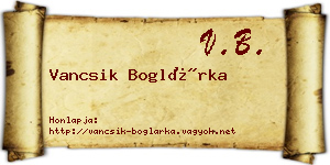 Vancsik Boglárka névjegykártya